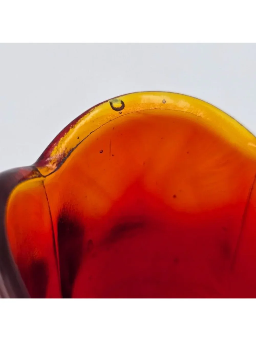 Vintage Glass Tulip Candle Holder Votive Red Orange Cadmium  70s